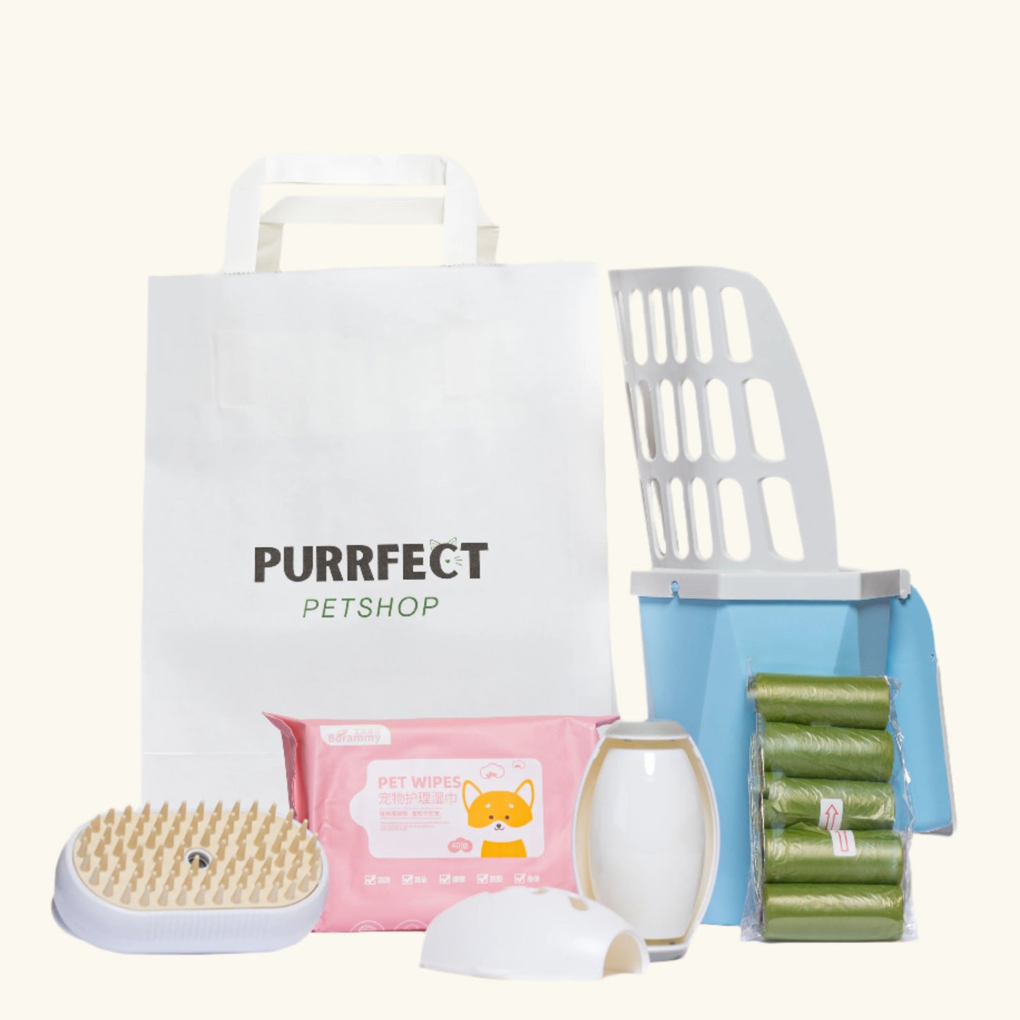 Discover the PREMIUM CLEAN BUNDLE from Purrfect Petshop, featuring essential tools for happy cats and clean homes.